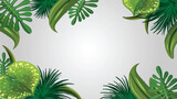 Tropical Plants Border Frame on White Background
