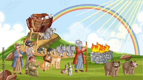 Noah's Ark: Gathering of Animals and Divine Message