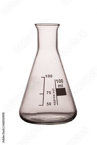 Erlenmeyer flask on a white background