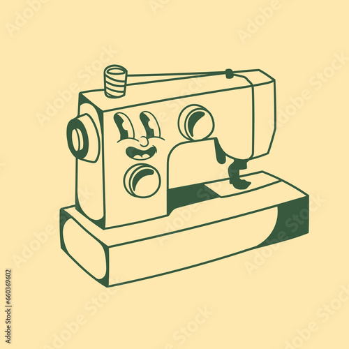 Vintage character design of sewing machines