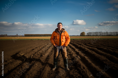 Farmer in farm field