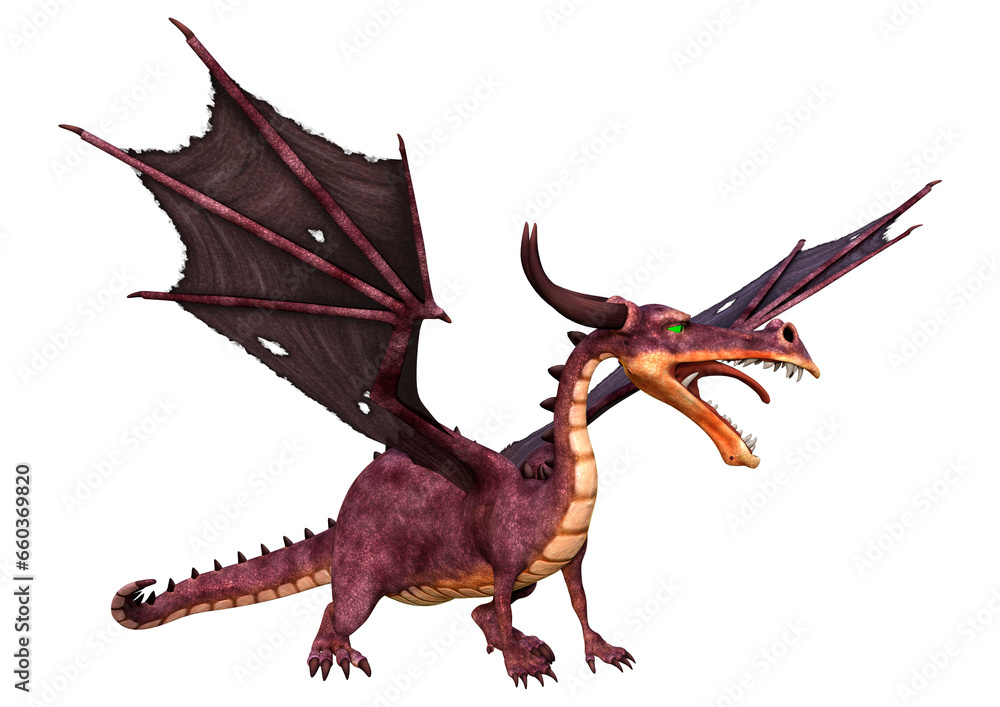 3D Rendering Fairy Tale Dragon on White 3D Rendering Fairy Tale Dragon on White