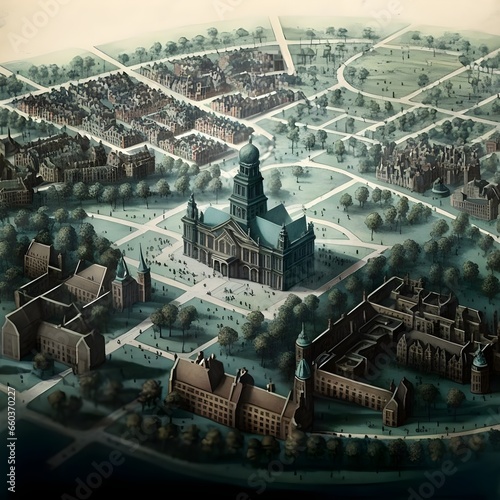 eindhoven city in 1790 sketch hyperdetailed hyperrealistic unreal detailed 