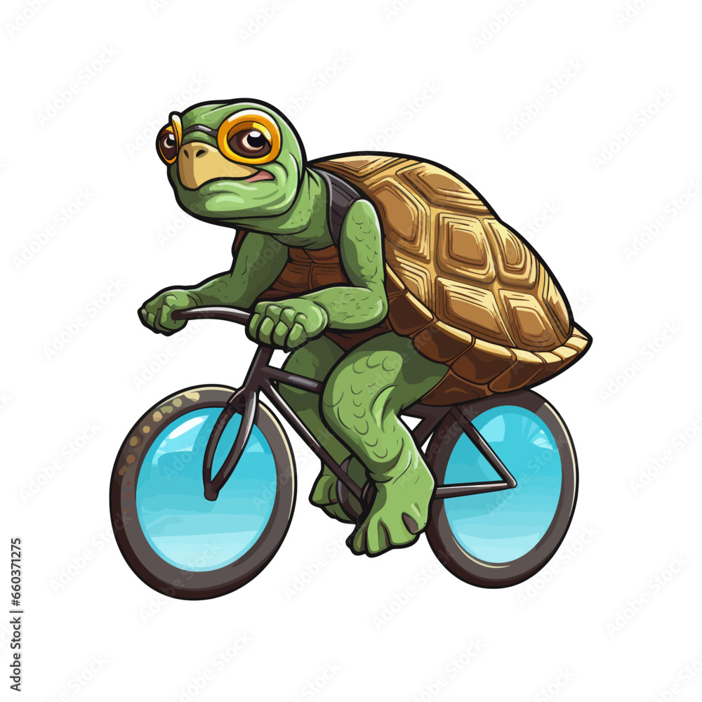 Еurtle on a bicycle. Cartoon vector illustration Еurtle on a bicycle. Cartoon vector illustration