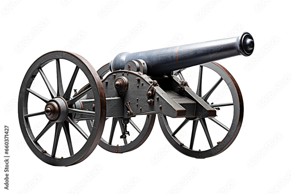 Historic Cannon from the Civil War Era on isolated background