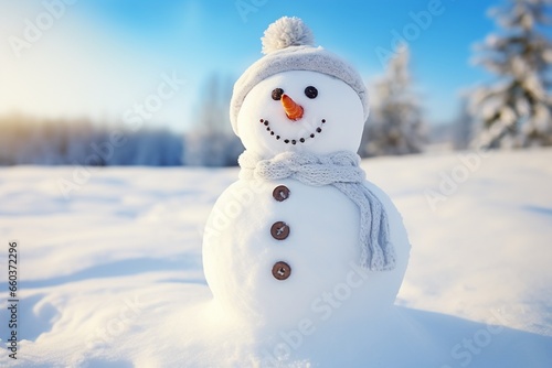 Snowman in Sunny Winter Landscape © Maximilien