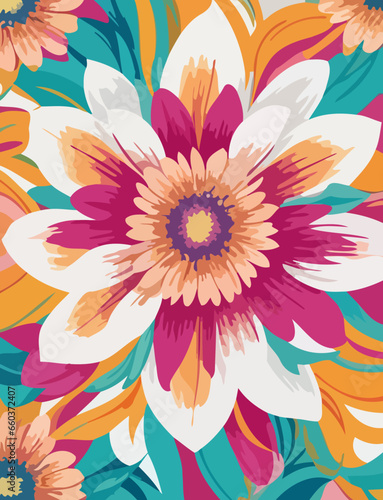 A mesmerizing display of abstract floral patterns created using vector graphics. The artwork combines the beauty of nature with its intricate floral elements and the expressive freedom of abstraction