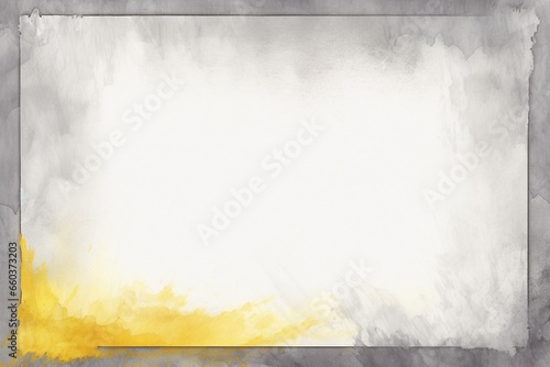Torn Edge Yellow and Gray Watercolor Banner with White Frame