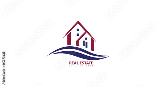 Real Estate logo design & vector illustration.Construction Architecture Building Logo Design Template