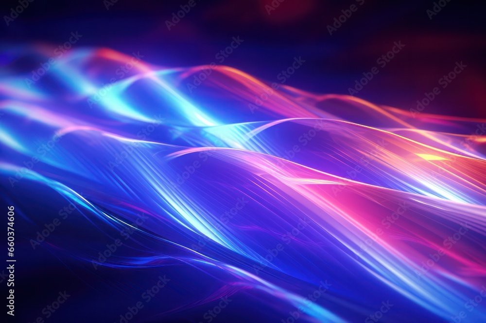 Fototapeta premium abstract purple neon lines and swirl 3d background on black. Motion blur backdrop.