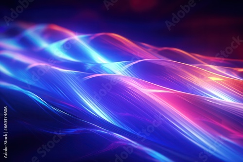 abstract purple neon lines and swirl 3d background on black. Motion blur backdrop.