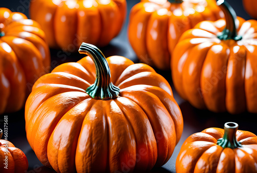 Orange pumpkins are used for Halloween decorations.
