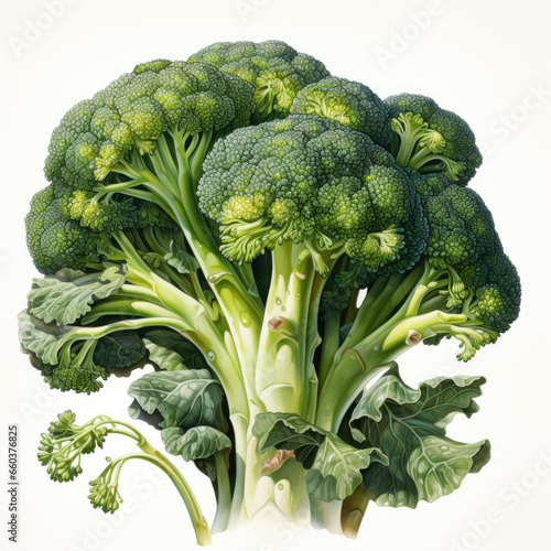 watercolor Broccoli clipart, Generative Ai