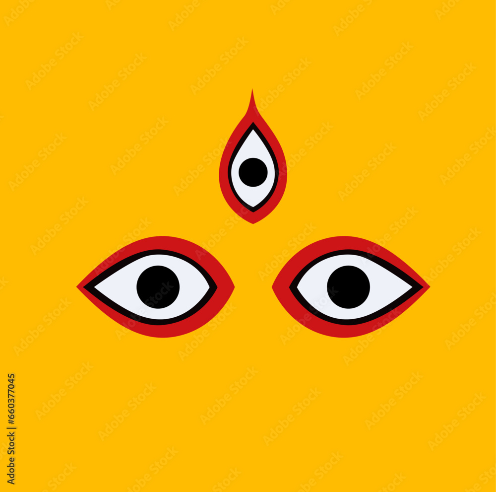 Lord Durga eyes vector icon on yellow colors
