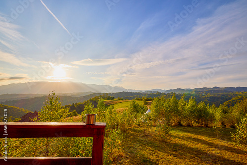 Mountain landscape from the rural areas of the Carpathian mountains in Romania.