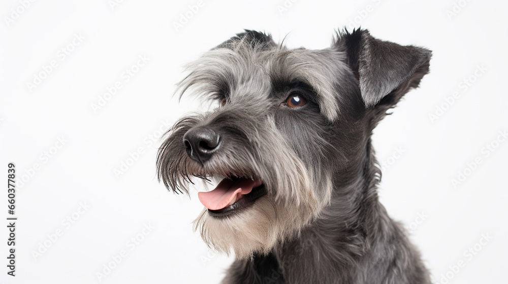 Studio photo of adorable cute dog looking at the camera