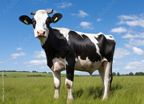 cow grazing on grass in a field © wiizii