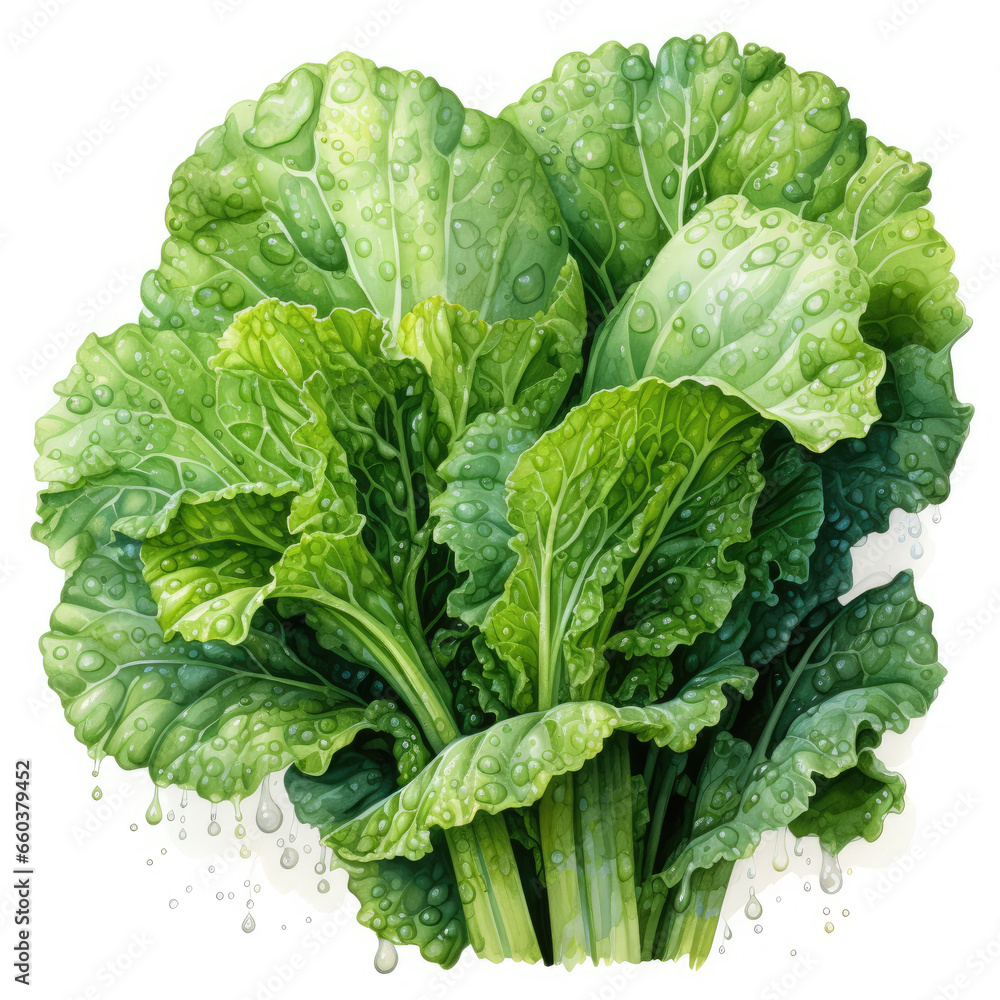 Naklejka premium watercolor Lettuce Teaclipart, Generative Ai