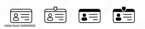 identification card icon set. identity card icon. vector illustration