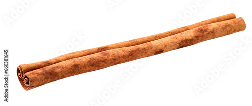 Healthy natural Cinnamon stick. Isolated on Transparent background.