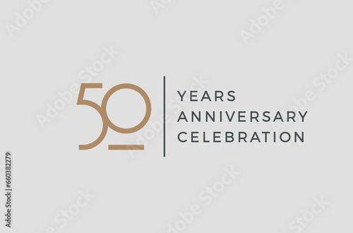 Fifty years celebration event. 50 years anniversary sign. Vector design template.

