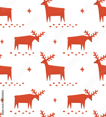 Cute red reindeer seamless ...