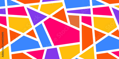 Hello summer festival bright colorful mirror glass geometric abstract background.