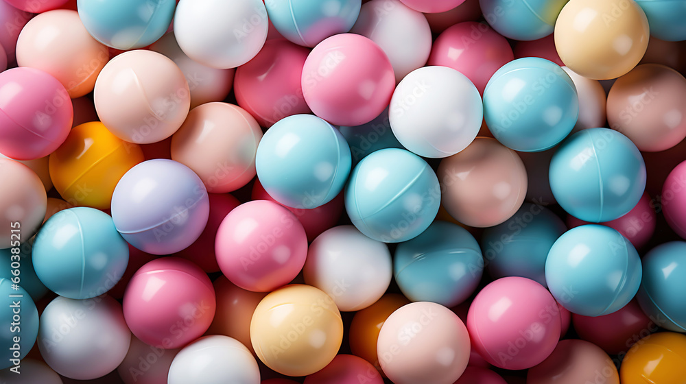 Pastel colored balls background. Abstract cute backdrop. Generative AI