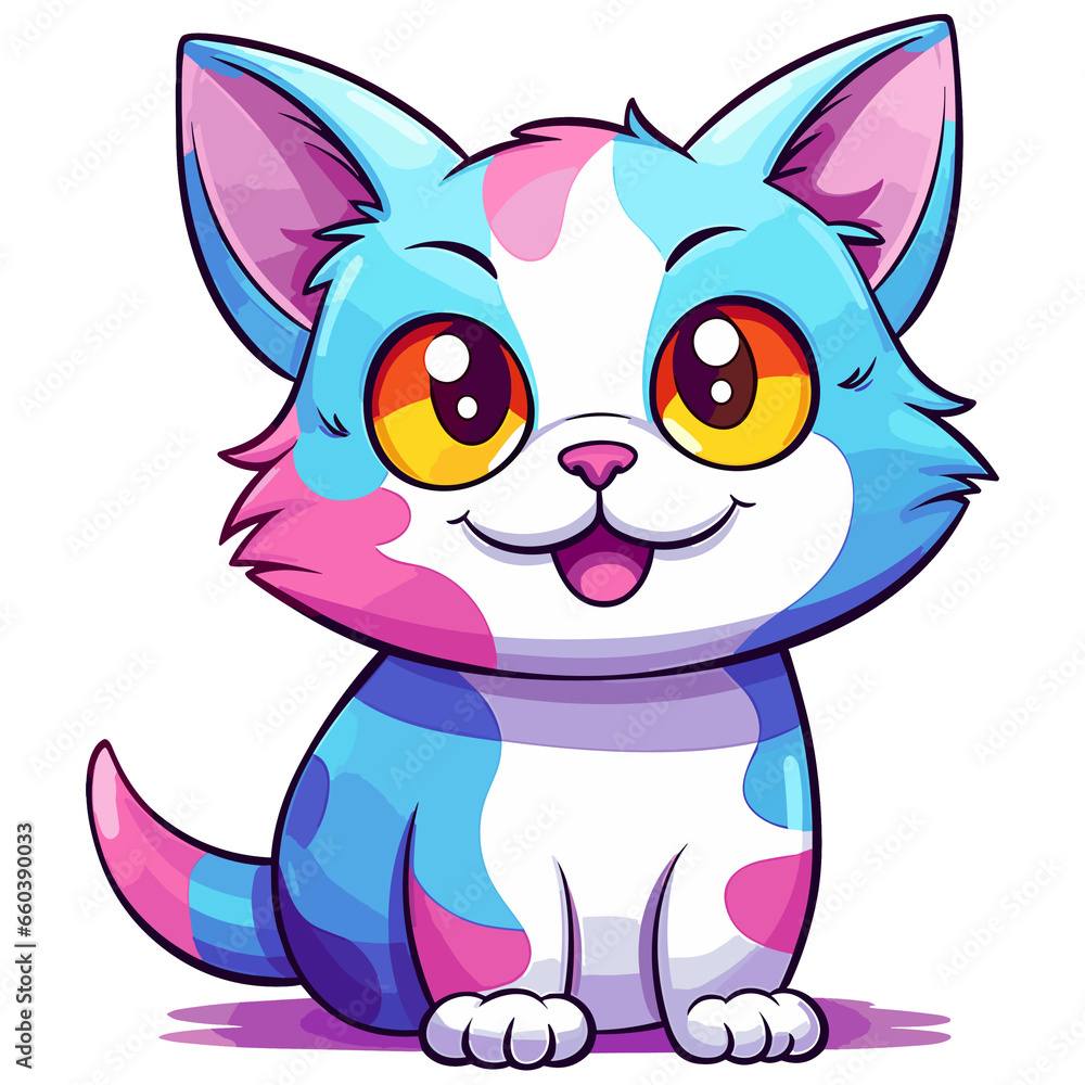 Fototapeta premium Joyful Kitty Expression: Adorable Smiling Cat