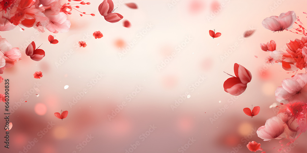 Simple Romantic Floating Love Petals  Blossom Adorned Haven Background generative AI

