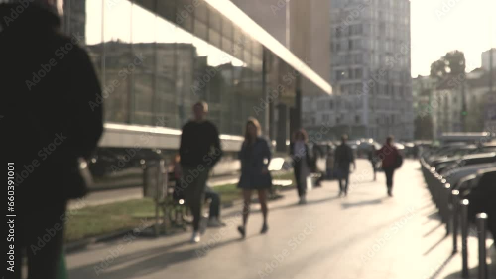 custom made wallpaper toronto digitalUnrecognizable pedestrians walk along a city street near the business center