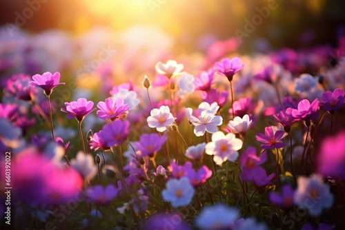 Beautiful cosmos flowers blooming in garden