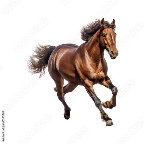 horse runs gallop isolated on white