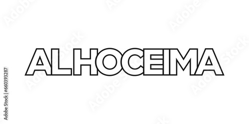 Al Hoceima in the Morocco emblem. The design features a geometric style, vector illustration with bold typography in a modern font. The graphic slogan lettering. photo