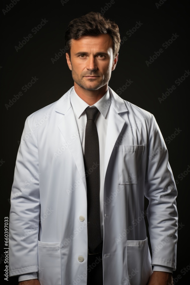 Dedicated surgeon in a white coat, Generative AI Dedicated surgeon in a white coat, Generative AI