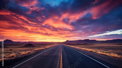 sunset on the road