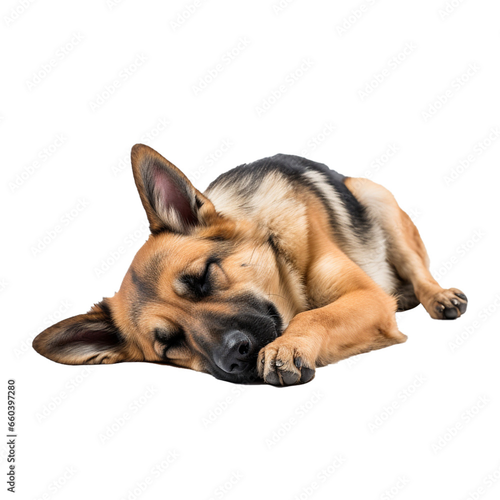 German shepherd puppy. Sleeping dog