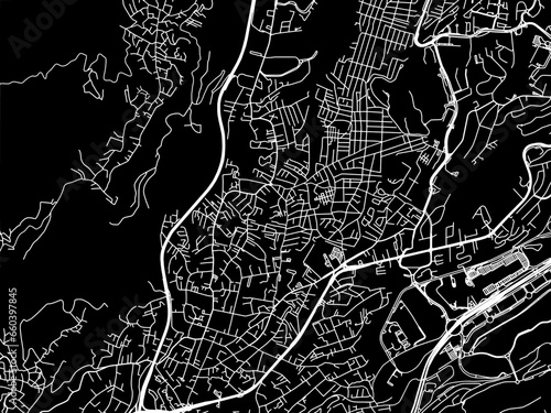 Vector road map of the city of  Delegacion Cuajimalpa de Morelos in Mexico with white roads on a black background. photo