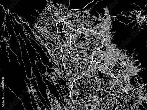 Vector road map of the city of  Cuernavaca in Mexico with white roads on a black background. photo