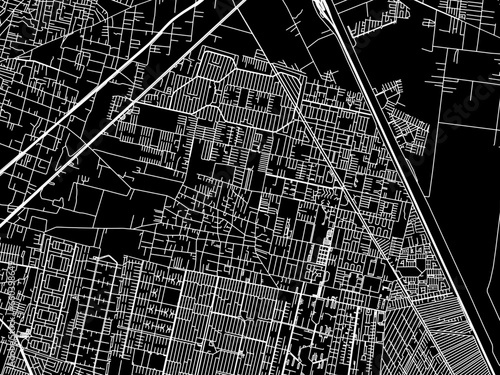 Vector road map of the city of  San Pablo de las Salinas in Mexico with white roads on a black background.