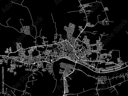 Vector road map of the city of  Tuxpam de Rodriguez Cano in Mexico with white roads on a black background. photo