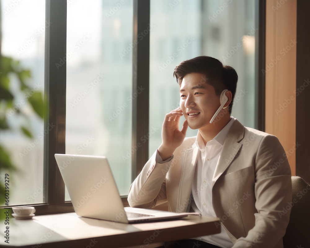 businessman talking on phone in office businessman talking on phone in office