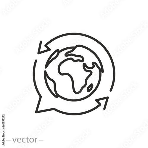 choose translate icon, translation globe, change language, thin line symbol on white background - vector illustration