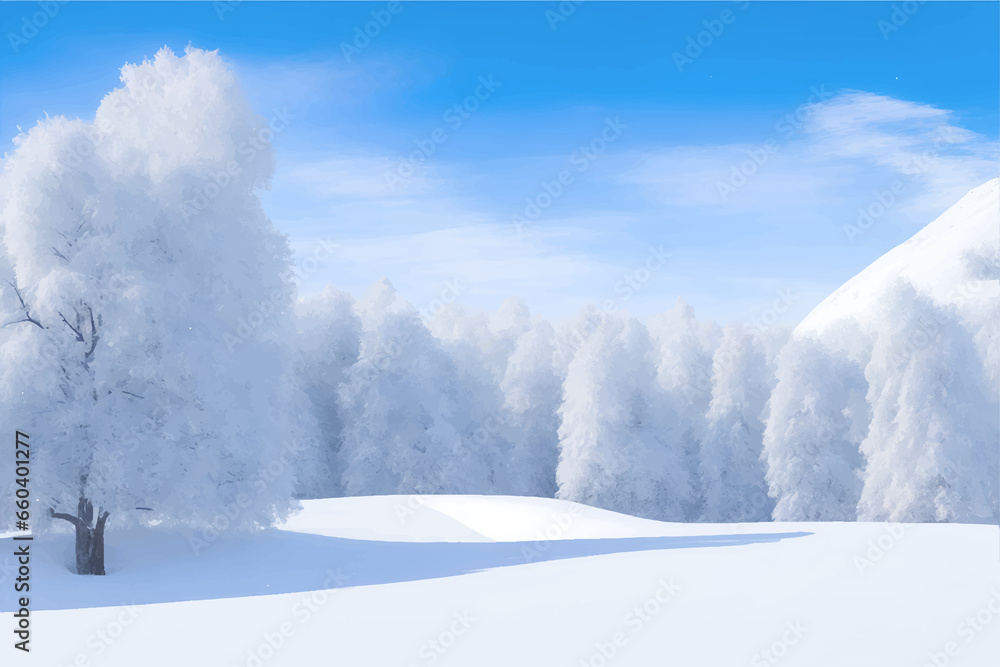 Obraz premium The winter mountains landscape, winter landscape with snow and trees