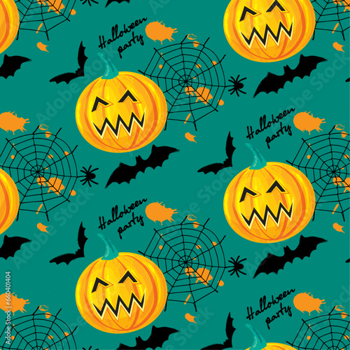 Halloween party tree pumpkin mystical pattern october party