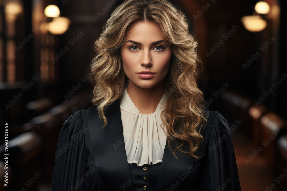 Fototapeta premium Young female judge in the courtroom