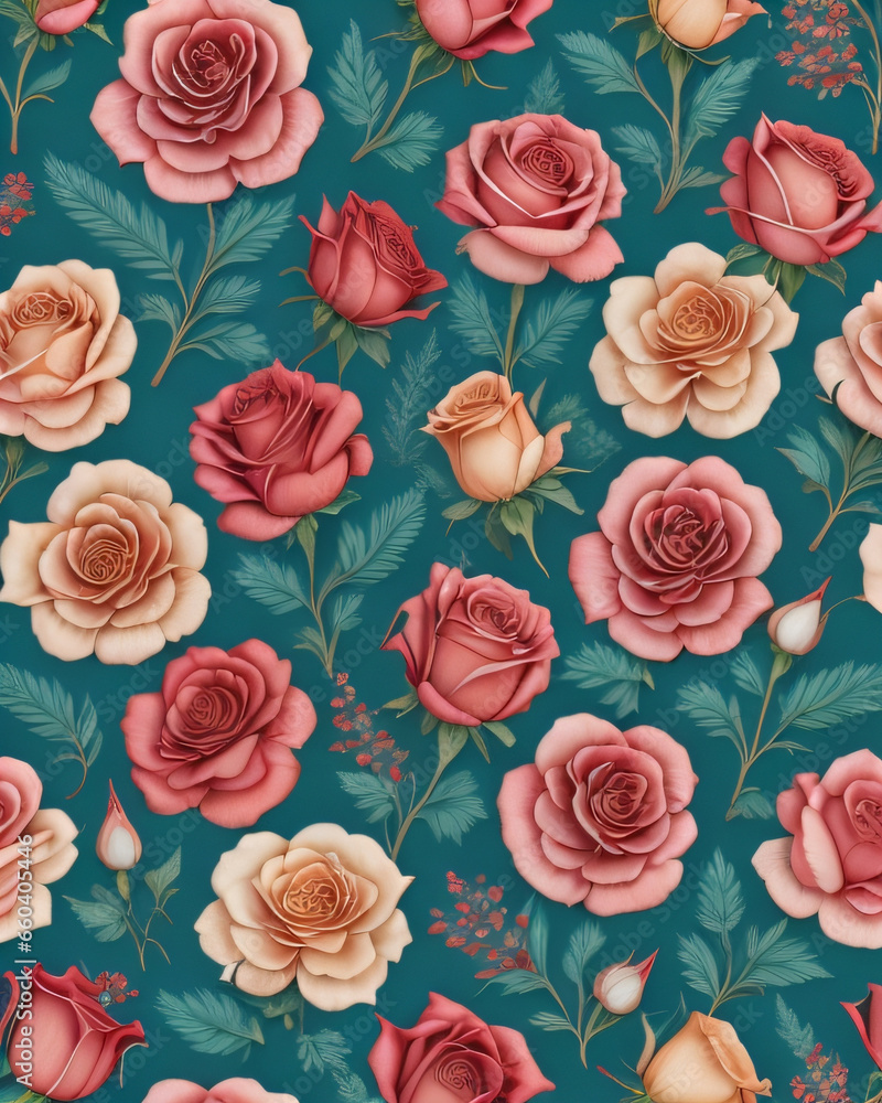 roses seamless pattern, Flowers, Floral