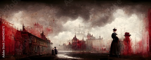 Victorian era moody violent crime wall dripping darkness red crime scene Victorian wall paper depressing surgical wrath 