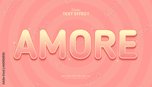 decorative editable cute amore peach color text effect vector design