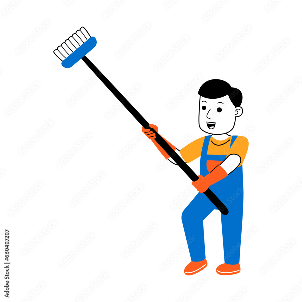 young man house cleaner vector illustration young man house cleaner vector illustration